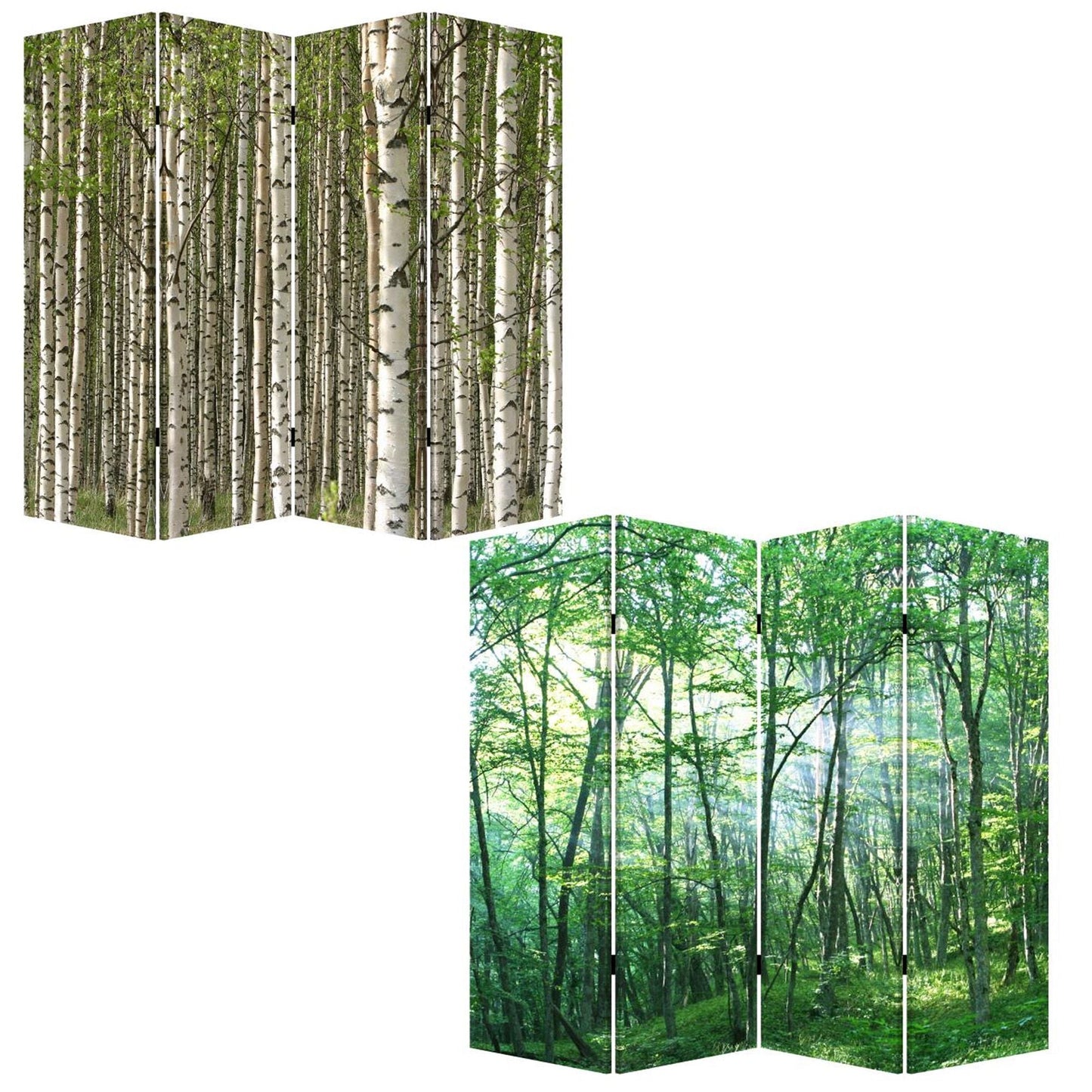84" Green Canvas Folding Four Panel Screen Room Divider HomeRoots