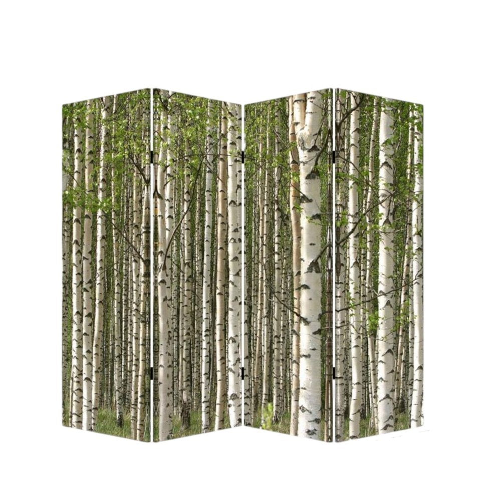 84" Green Canvas Folding Four Panel Screen Room Divider HomeRoots