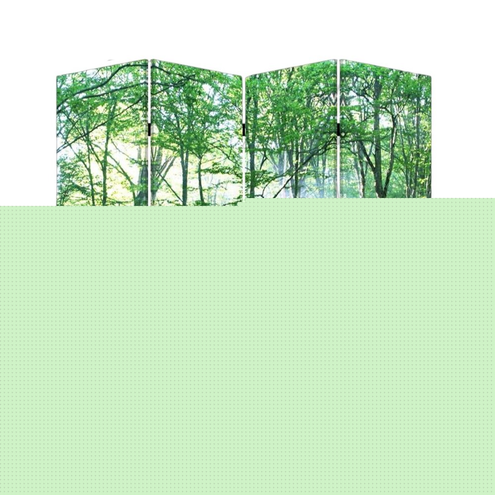 84" Green Canvas Folding Four Panel Screen Room Divider HomeRoots
