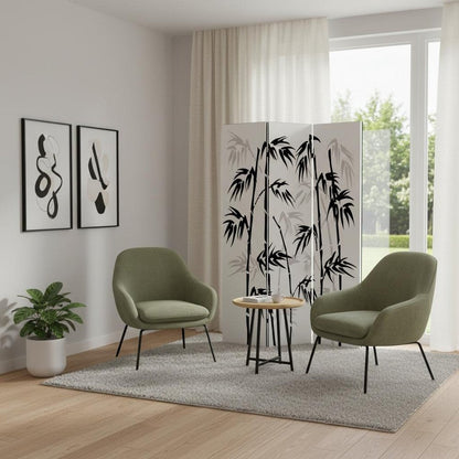 72" Black And White Canvas Folding Three Panel Screen Room Divider HomeRoots