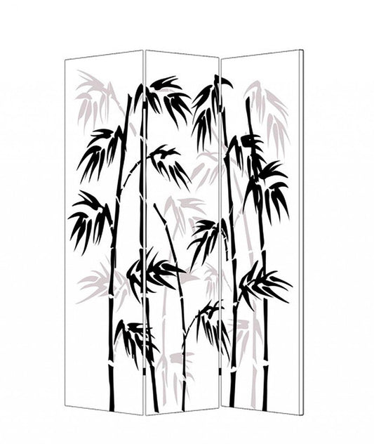 72" Black And White Canvas Folding Three Panel Screen Room Divider HomeRoots