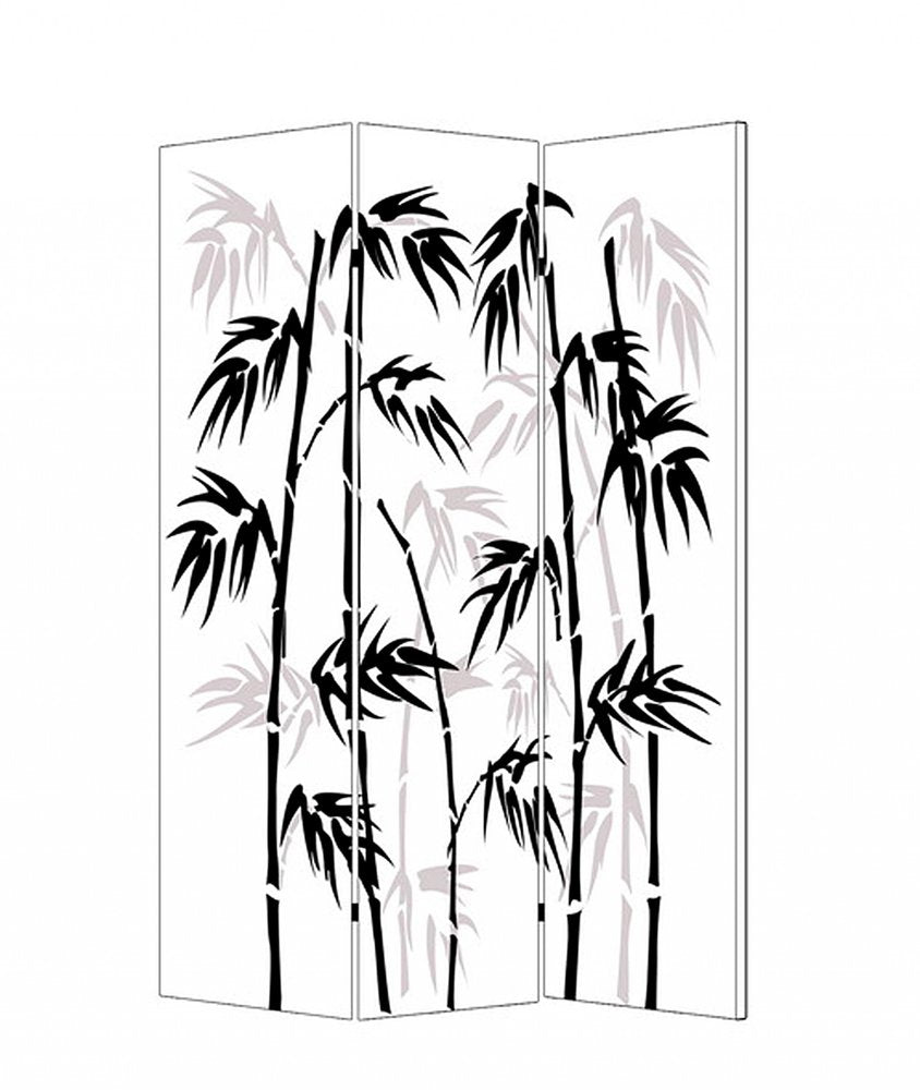 72" Black And White Canvas Folding Three Panel Screen Room Divider HomeRoots