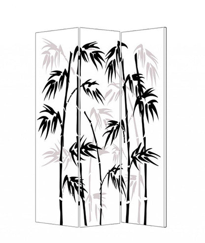72" Black And White Canvas Folding Three Panel Screen Room Divider HomeRoots