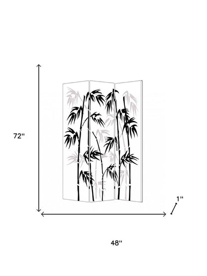 72" Black And White Canvas Folding Three Panel Screen Room Divider HomeRoots