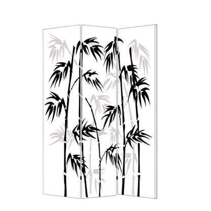 72" Black And White Canvas Folding Three Panel Screen Room Divider HomeRoots
