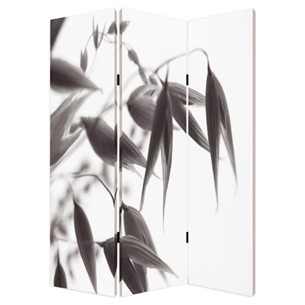 72" Gray Canvas Folding Three Panel Screen Room Divider HomeRoots