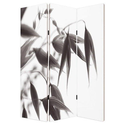 72" Gray Canvas Folding Three Panel Screen Room Divider HomeRoots
