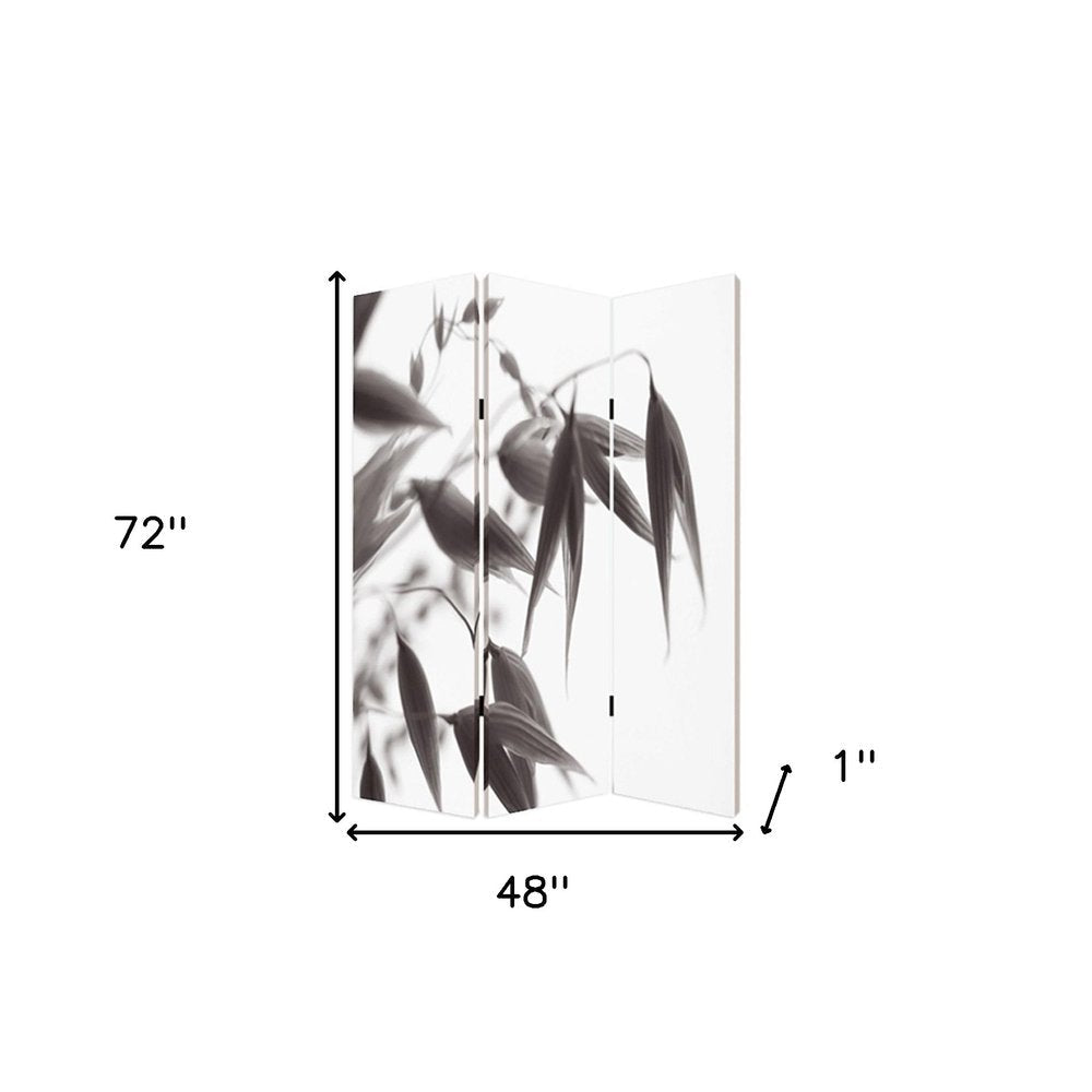72" Gray Canvas Folding Three Panel Screen Room Divider HomeRoots