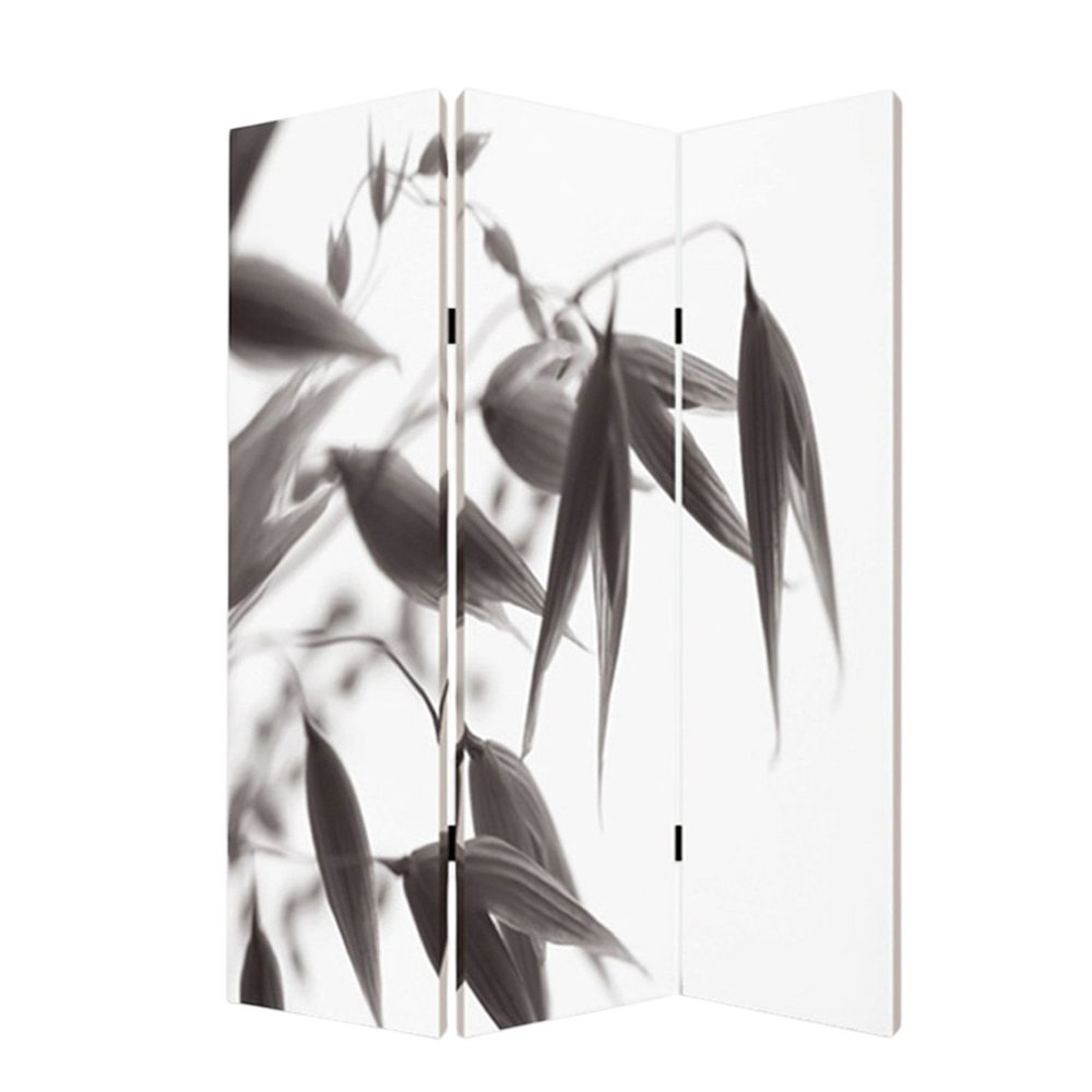 72" Gray Canvas Folding Three Panel Screen Room Divider HomeRoots