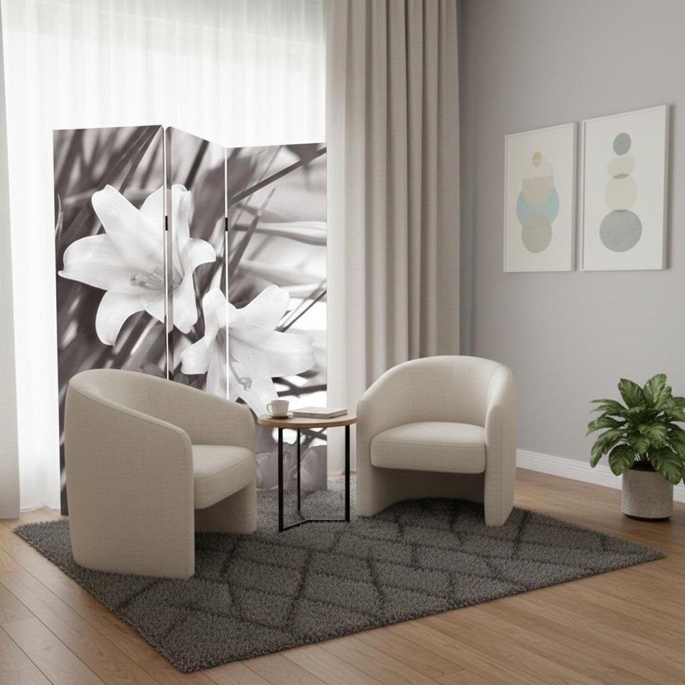 72" Gray Canvas Folding Three Panel Screen Room Divider HomeRoots