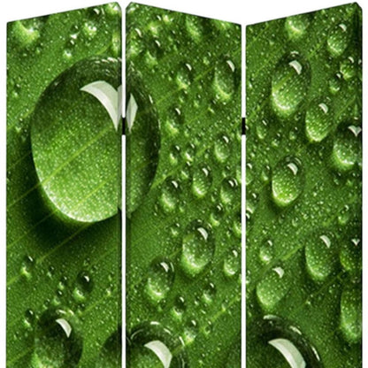 72" Green Canvas Folding Three Panel Screen Room Divider HomeRoots