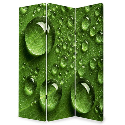 72" Green Canvas Folding Three Panel Screen Room Divider HomeRoots