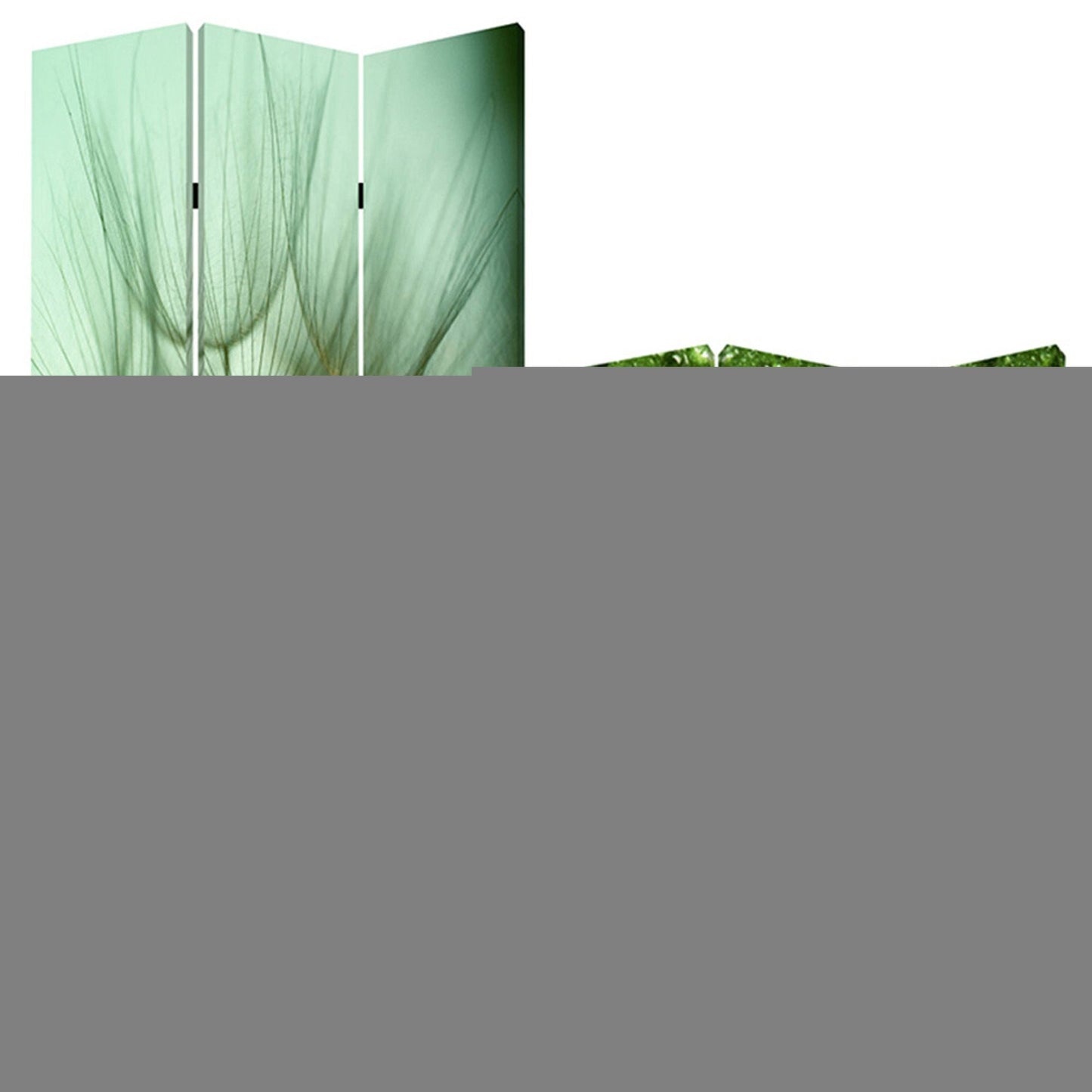72" Green Canvas Folding Three Panel Screen Room Divider HomeRoots
