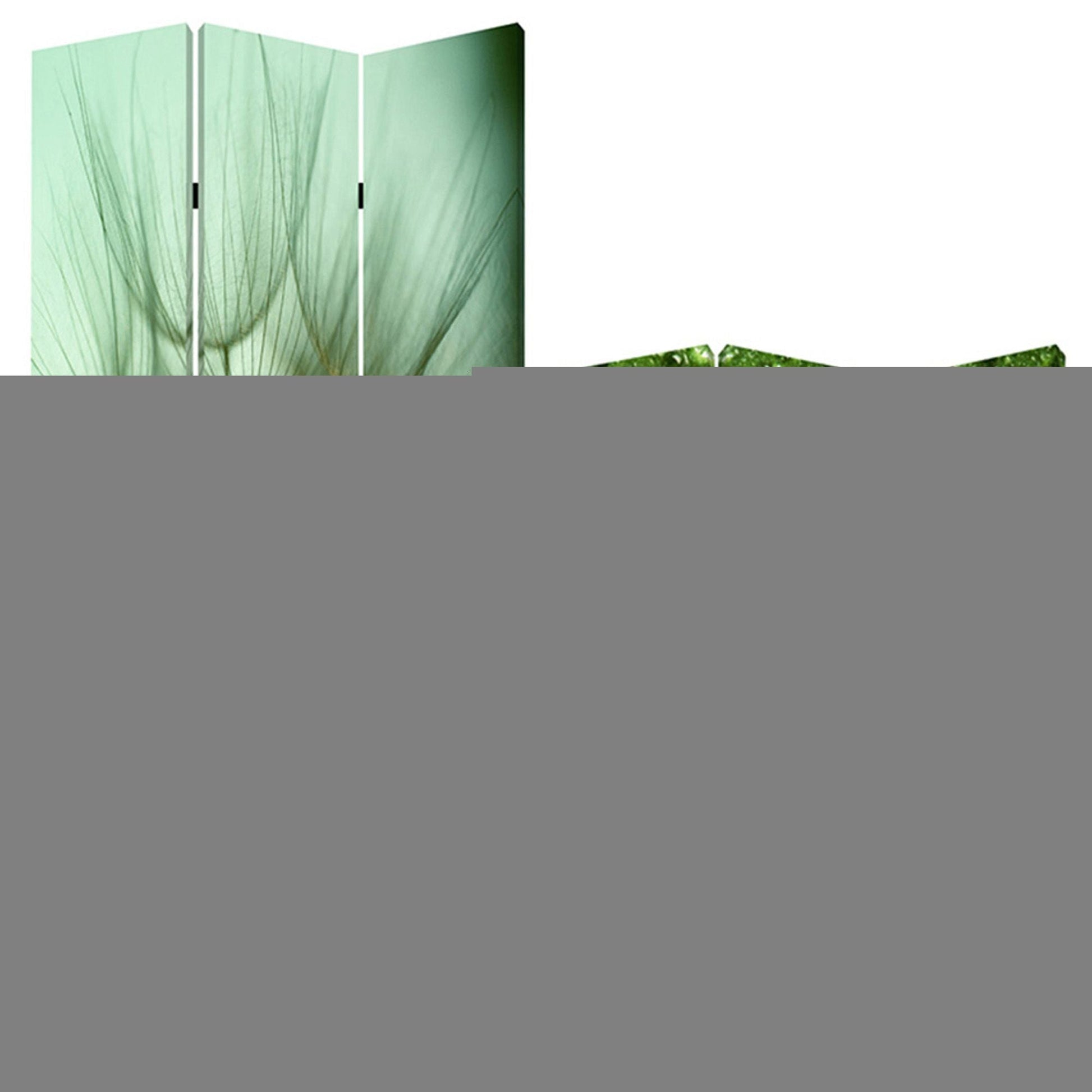 72" Green Canvas Folding Three Panel Screen Room Divider HomeRoots