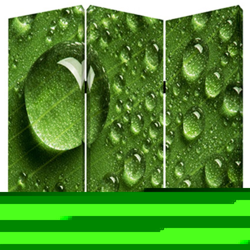72" Green Canvas Folding Three Panel Screen Room Divider HomeRoots