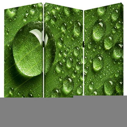 72" Green Canvas Folding Three Panel Screen Room Divider HomeRoots