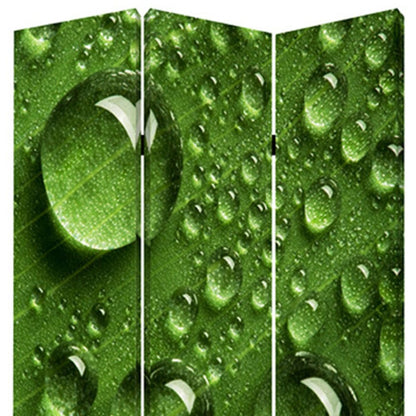 72" Green Canvas Folding Three Panel Screen Room Divider HomeRoots
