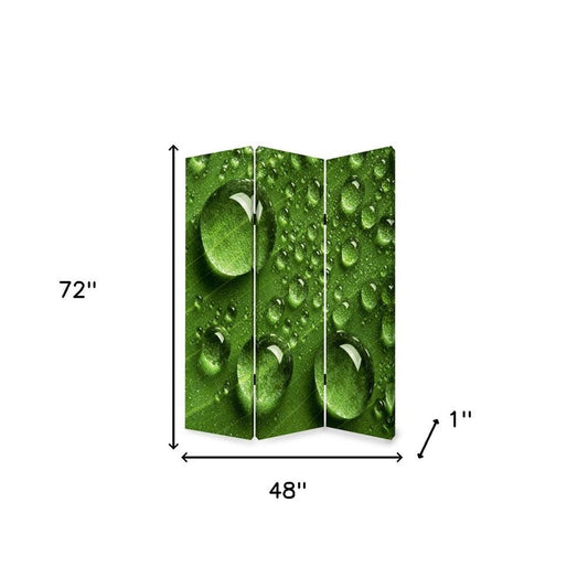 72" Green Canvas Folding Three Panel Screen Room Divider HomeRoots