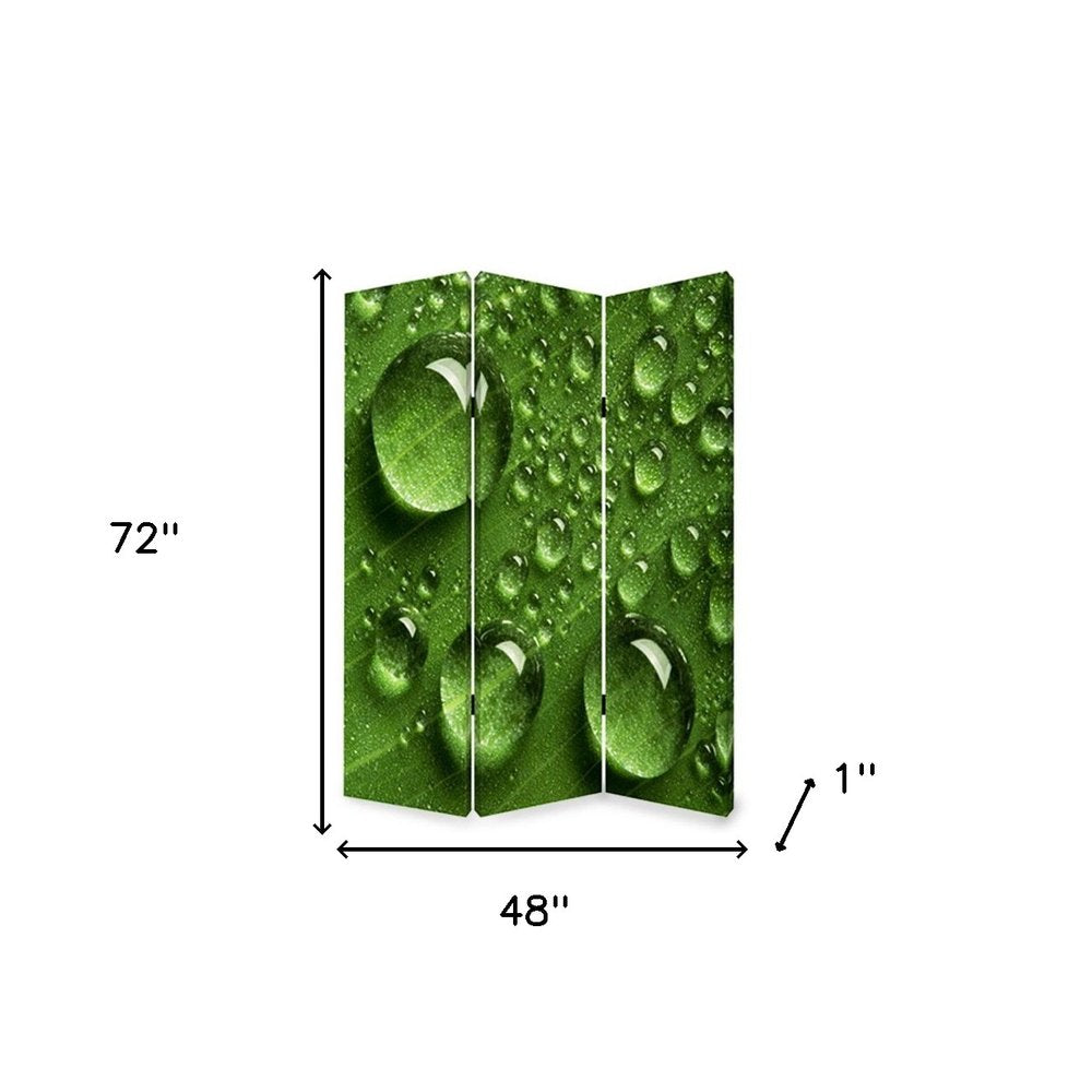 72" Green Canvas Folding Three Panel Screen Room Divider HomeRoots