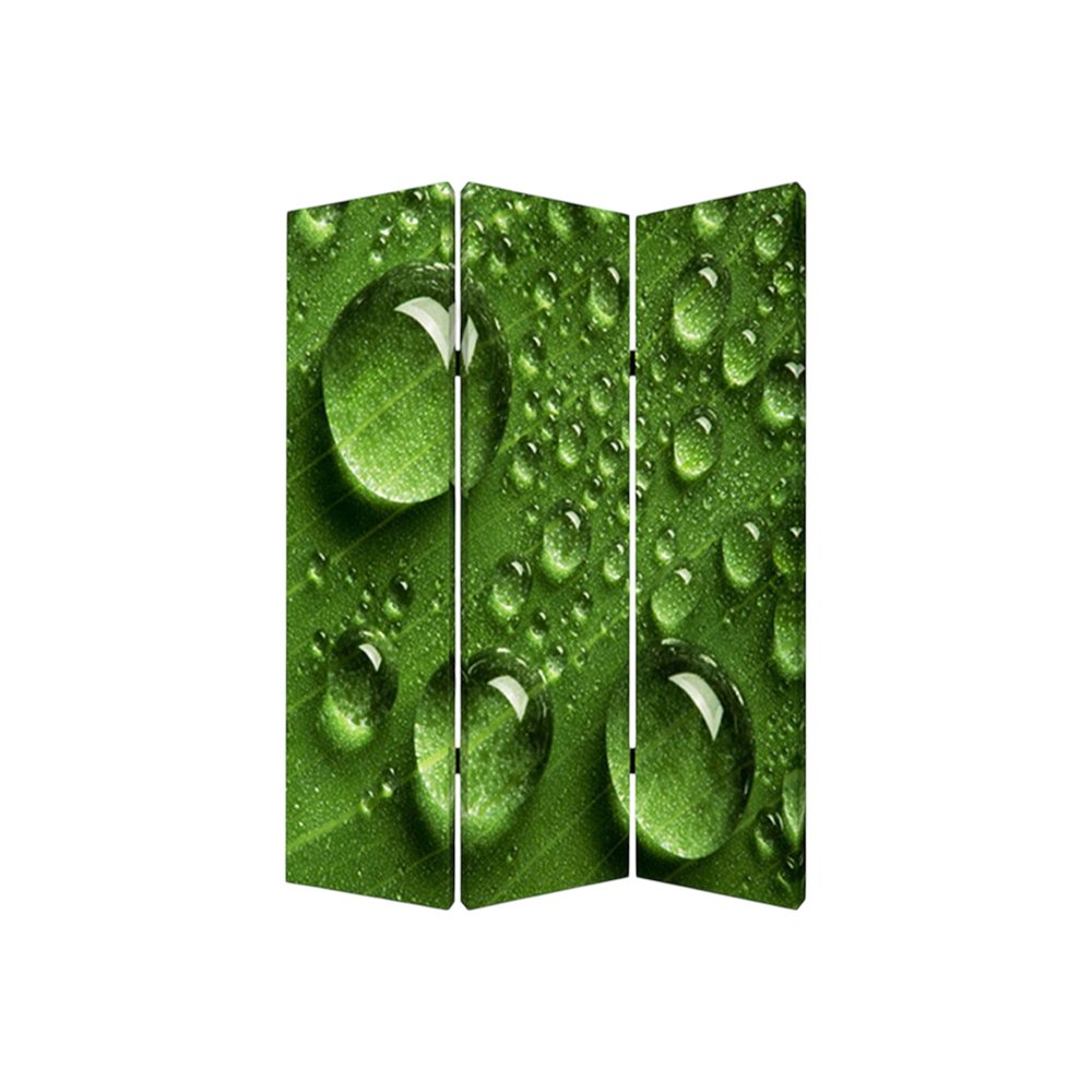 72" Green Canvas Folding Three Panel Screen Room Divider HomeRoots