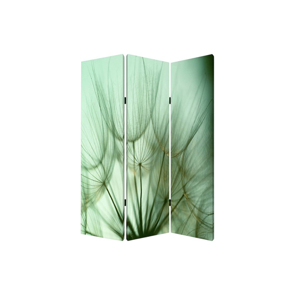 72" Green Canvas Folding Three Panel Screen Room Divider HomeRoots