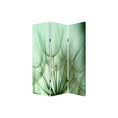 72" Green Canvas Folding Three Panel Screen Room Divider HomeRoots