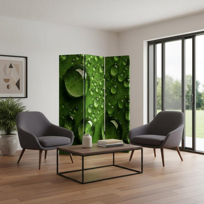 72" Green Canvas Folding Three Panel Screen Room Divider HomeRoots
