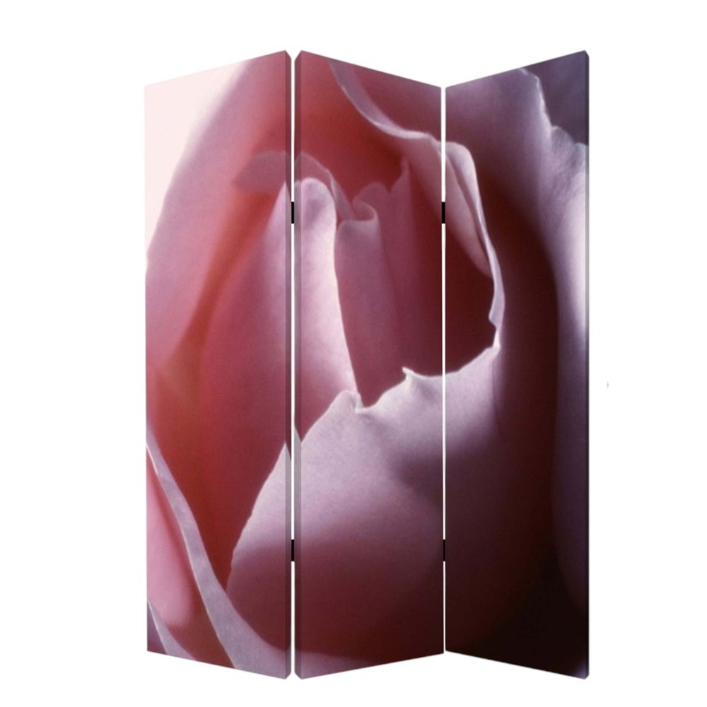 72" Red Canvas Folding Three Panel Screen Room Divider HomeRoots