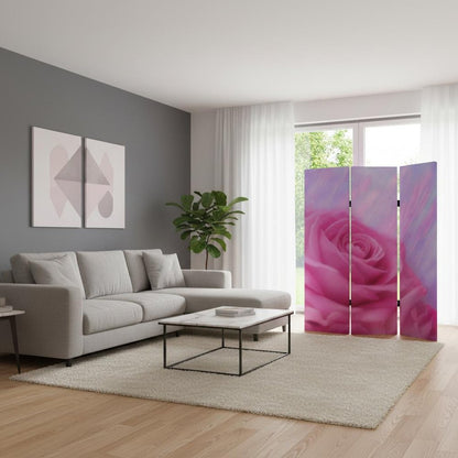 72" Pink Canvas Folding Three Panel Screen Room Divider HomeRoots