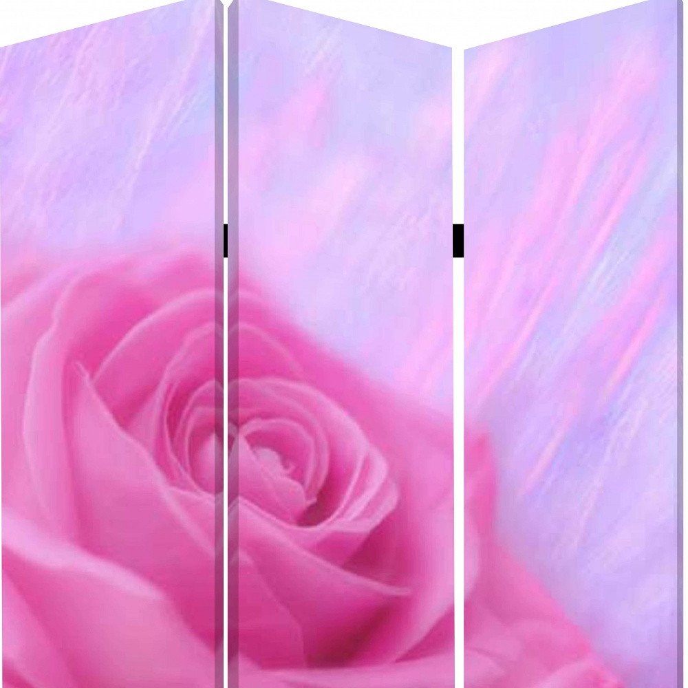 72" Pink Canvas Folding Three Panel Screen Room Divider HomeRoots