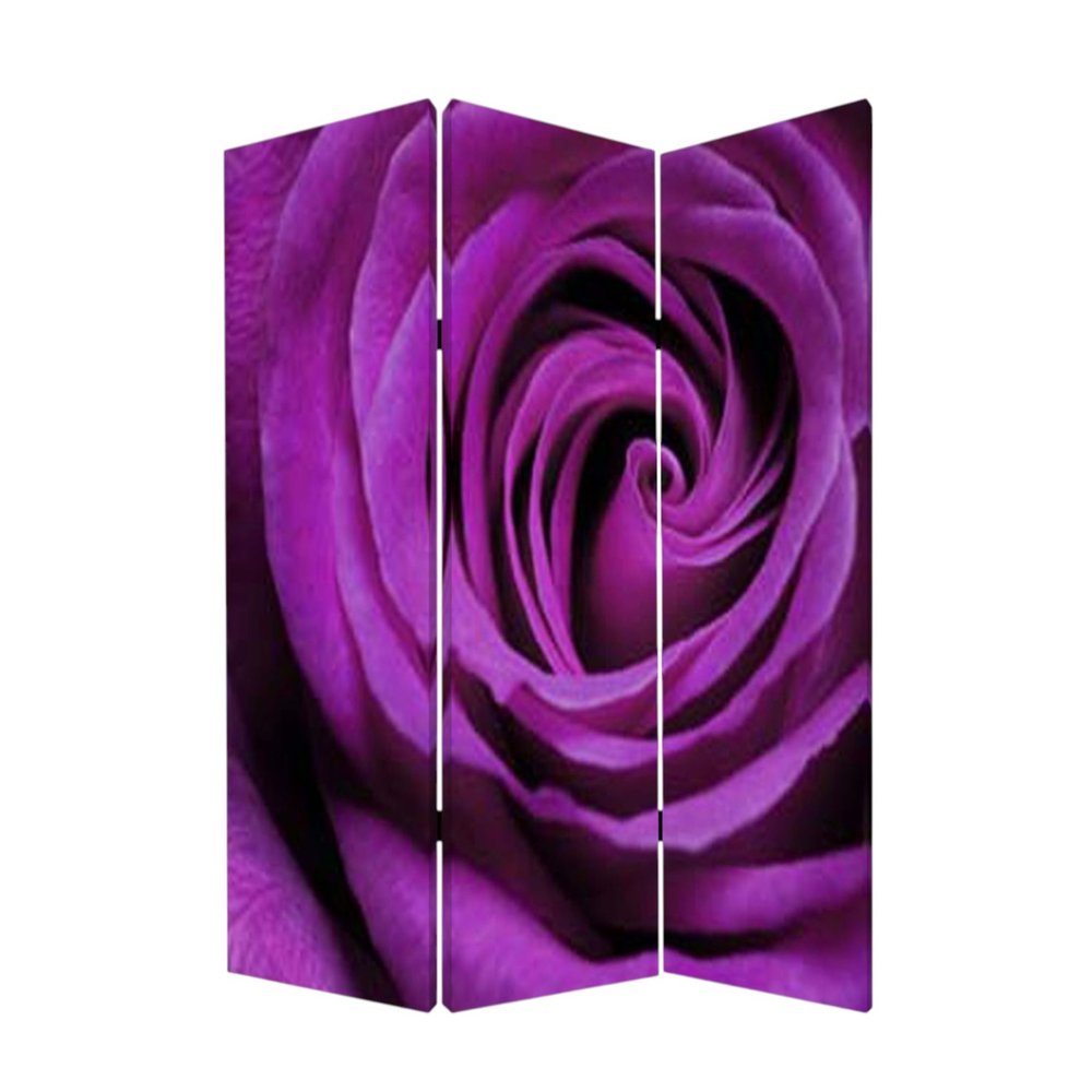 72" Pink Canvas Folding Three Panel Screen Room Divider HomeRoots