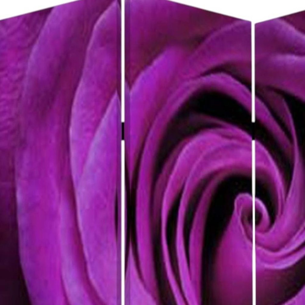 72" Pink Canvas Folding Three Panel Screen Room Divider HomeRoots