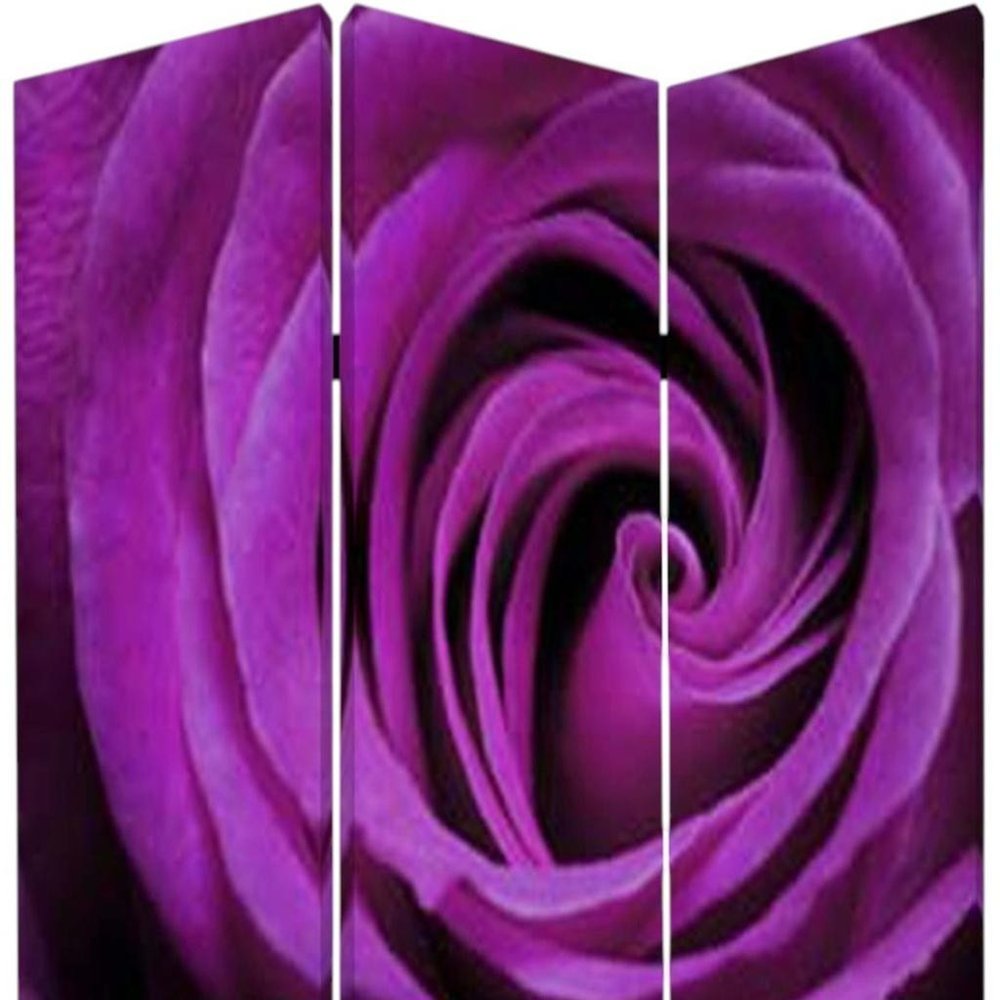 72" Pink Canvas Folding Three Panel Screen Room Divider HomeRoots