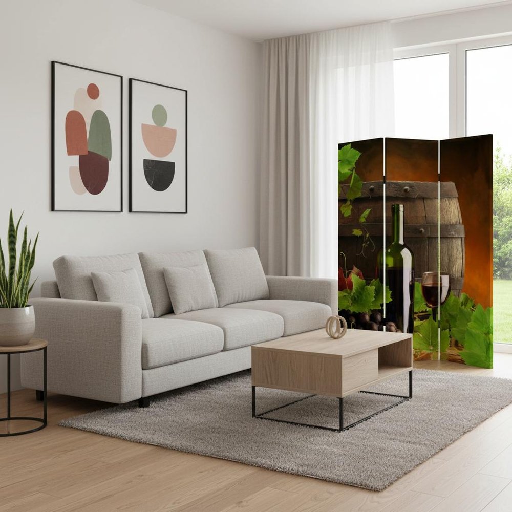 72" Green Canvas Folding Three Panel Screen Room Divider HomeRoots