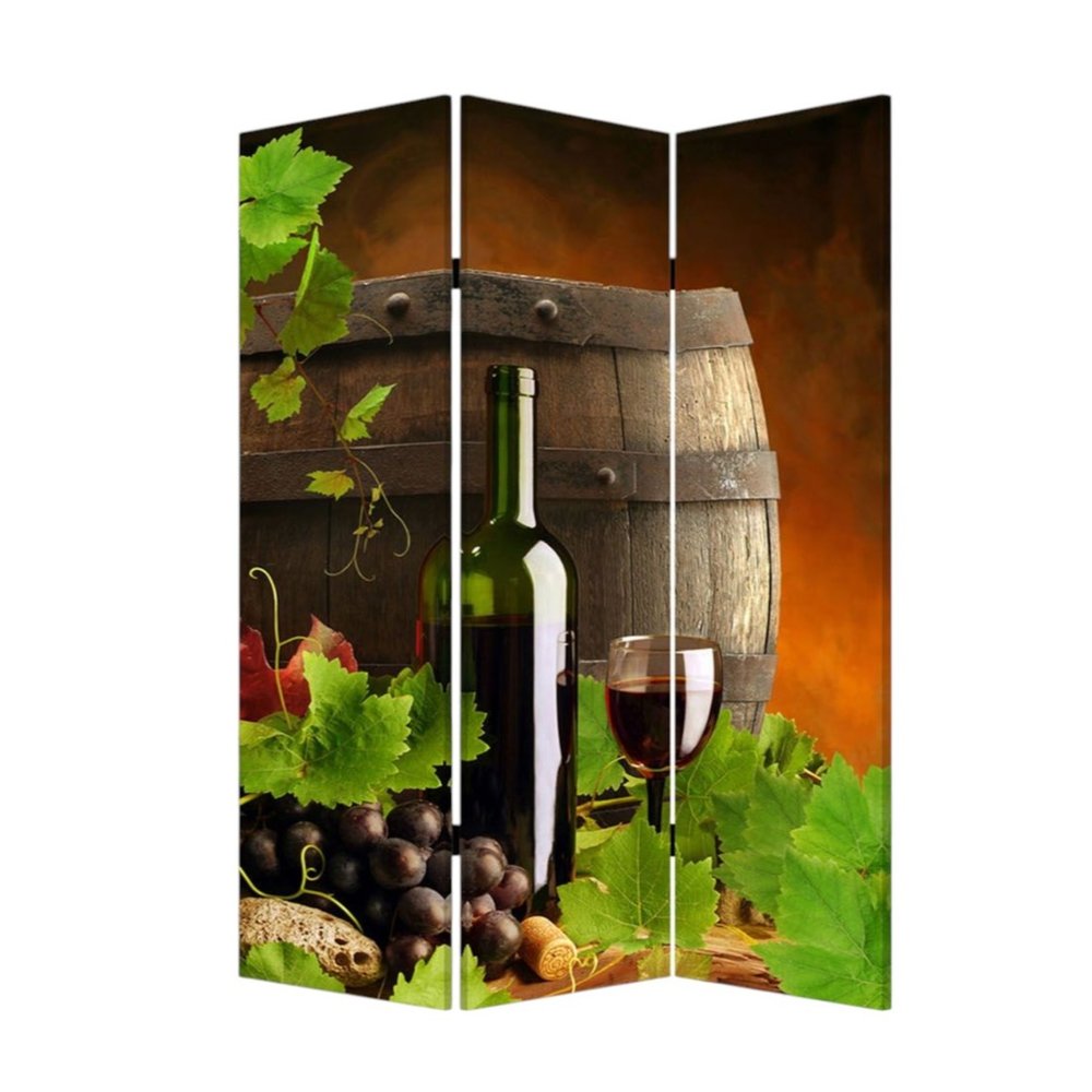 72" Green Canvas Folding Three Panel Screen Room Divider HomeRoots