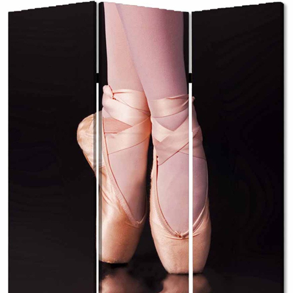 72" Black Canvas Folding Three Panel Screen Room Divider HomeRoots