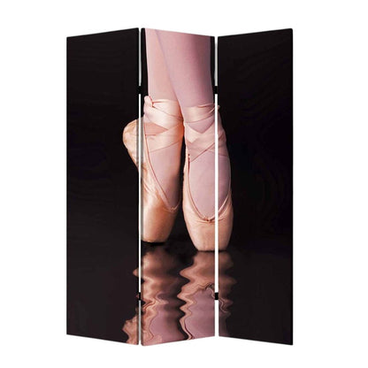 72" Black Canvas Folding Three Panel Screen Room Divider HomeRoots