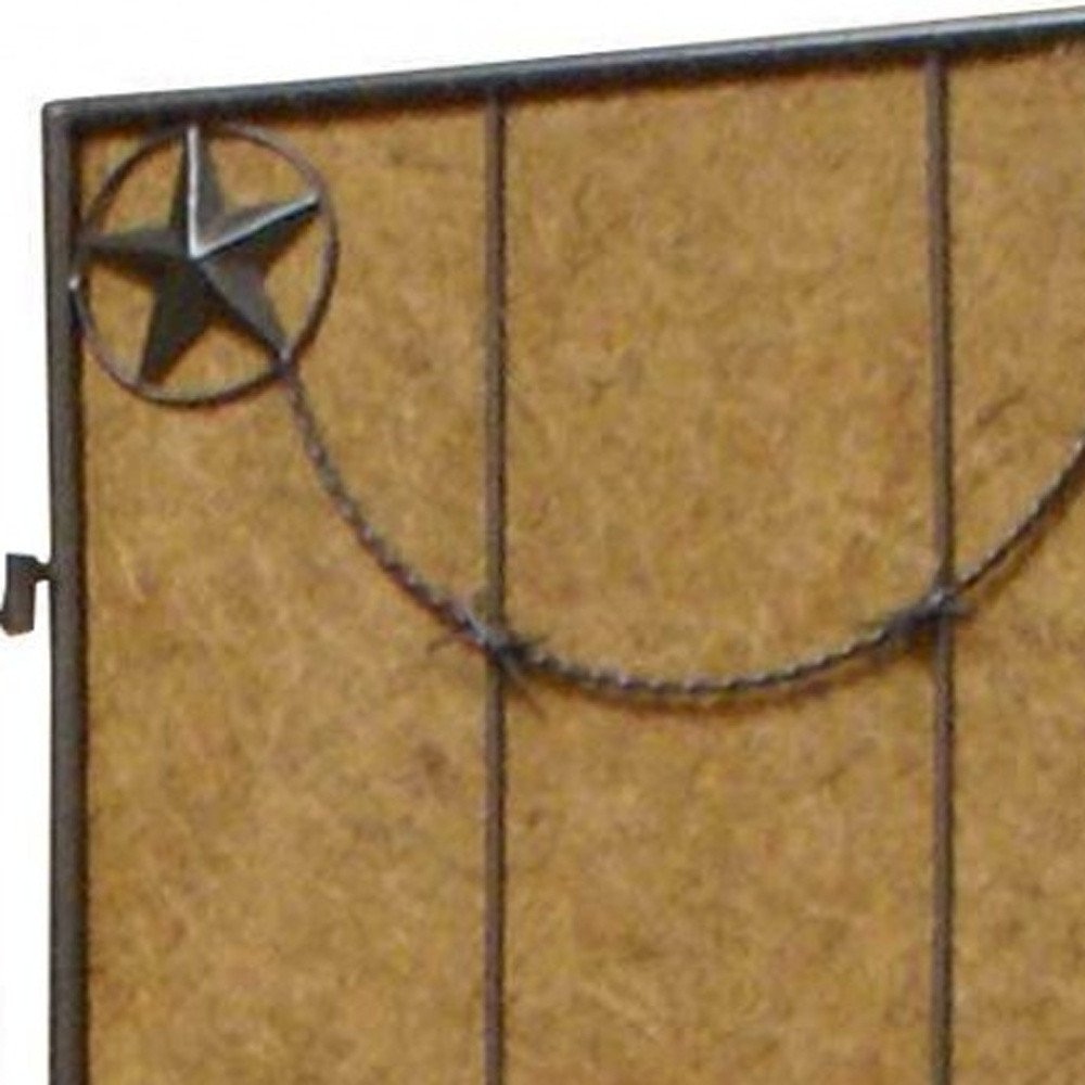 72" Brown Iron Folding Three Panel Screen Room Divider HomeRoots