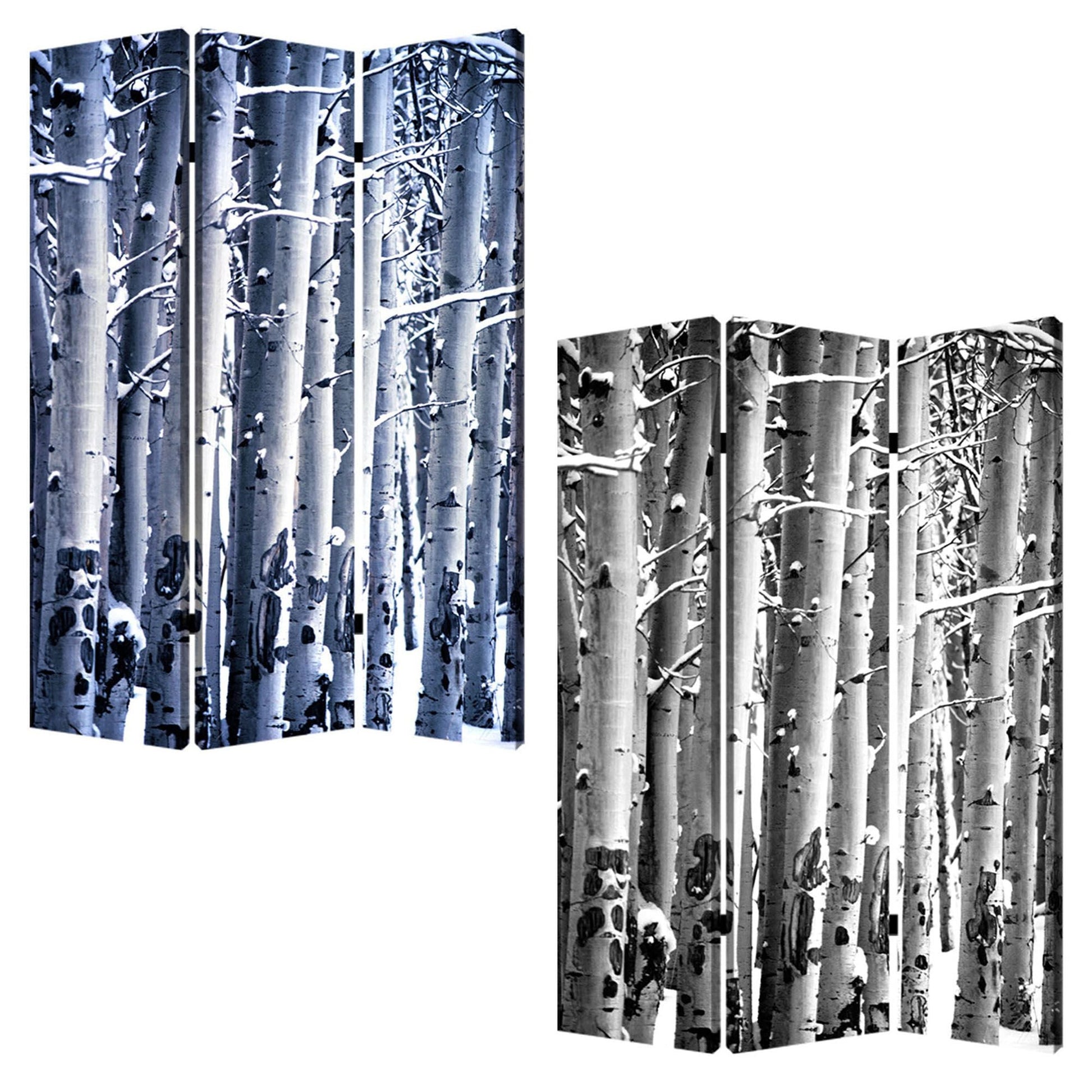 72" Gray And White Canvas Folding Three Panel Screen Room Divider HomeRoots