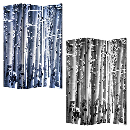 72" Gray And White Canvas Folding Three Panel Screen Room Divider HomeRoots