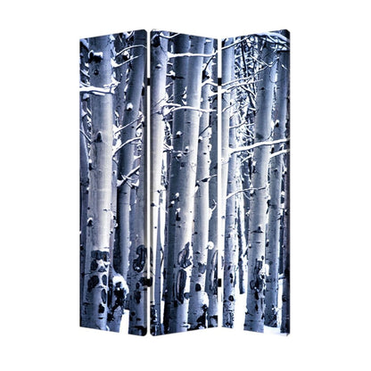 72" Gray And White Canvas Folding Three Panel Screen Room Divider HomeRoots