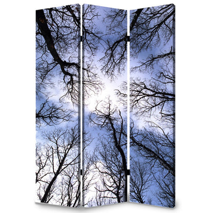 72" Black And Blue Canvas Folding Three Panel Screen Room Divider HomeRoots