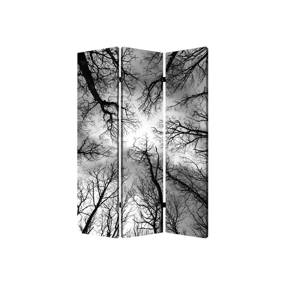 72" Black And Blue Canvas Folding Three Panel Screen Room Divider HomeRoots
