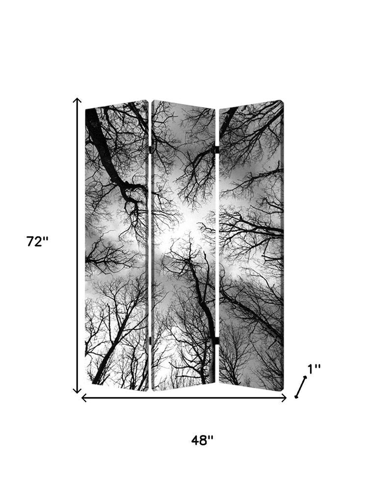 72" Black And Blue Canvas Folding Three Panel Screen Room Divider HomeRoots