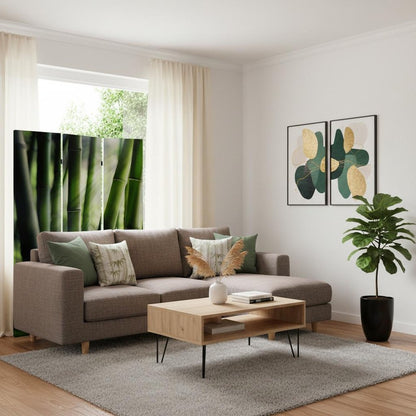 72" Green Canvas Folding Three Panel Screen Room Divider HomeRoots