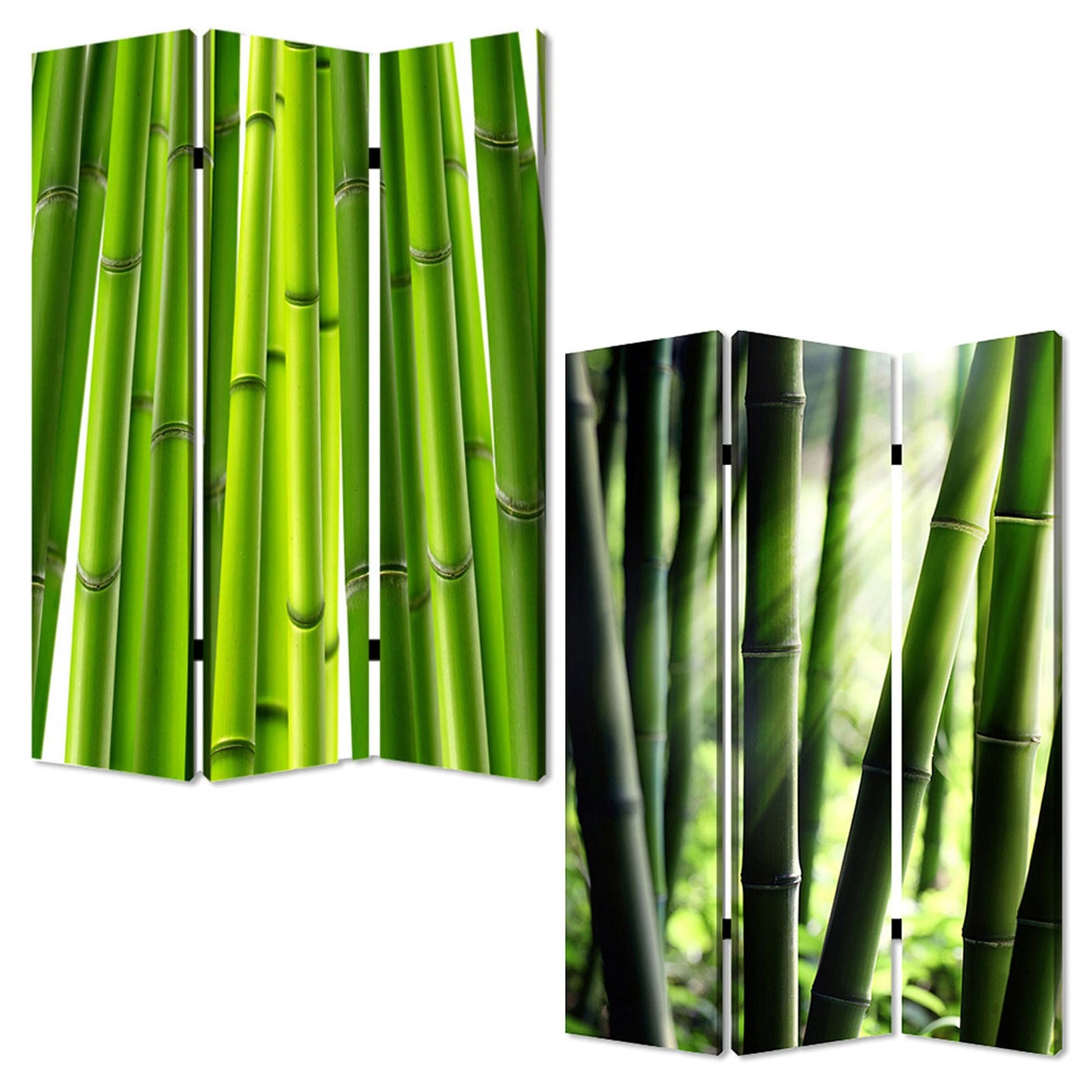 72" Green Canvas Folding Three Panel Screen Room Divider HomeRoots