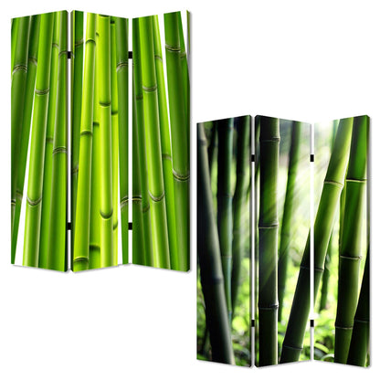 72" Green Canvas Folding Three Panel Screen Room Divider HomeRoots