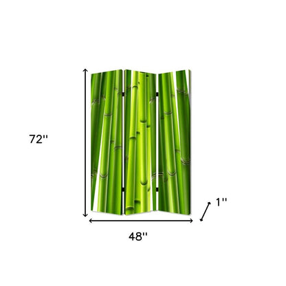 72" Green Canvas Folding Three Panel Screen Room Divider HomeRoots