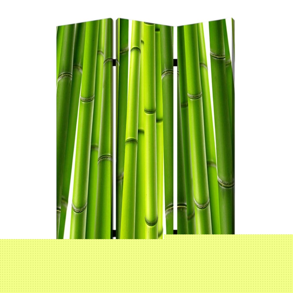 72" Green Canvas Folding Three Panel Screen Room Divider HomeRoots