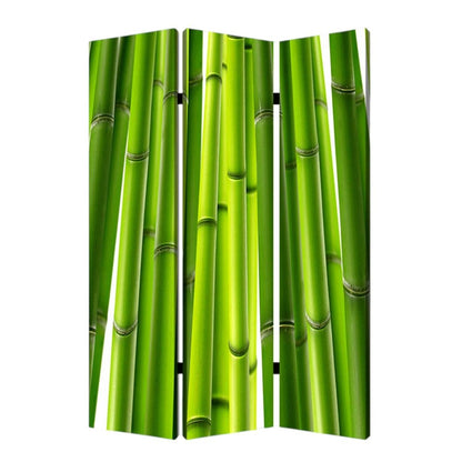 72" Green Canvas Folding Three Panel Screen Room Divider HomeRoots